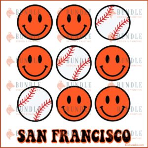 San Francisco Baseball Retro Smiley Face Funny SVG Design