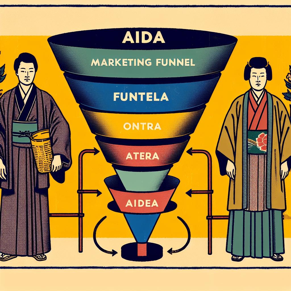 Create an image illustrating the AIDA marketing funnel and formula.