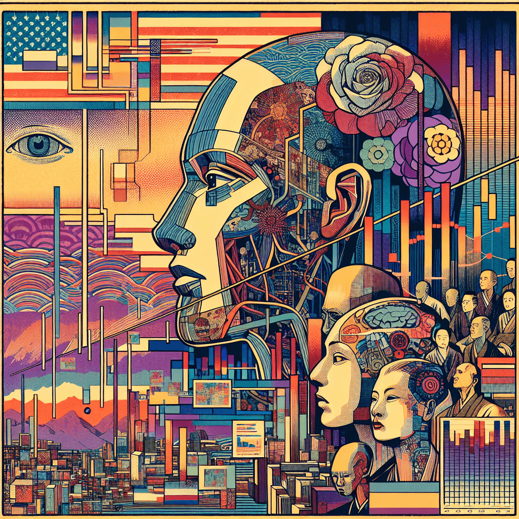 Create an image representing the current state and analysis of AI technology in the United States.
