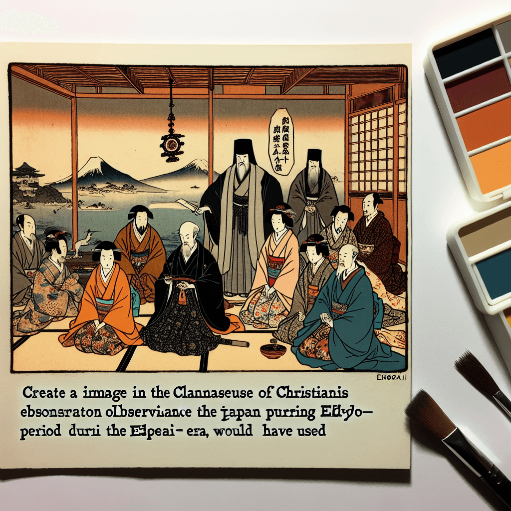 Create an image depicting the hidden practice of Christianity during the Edo period in Japan.