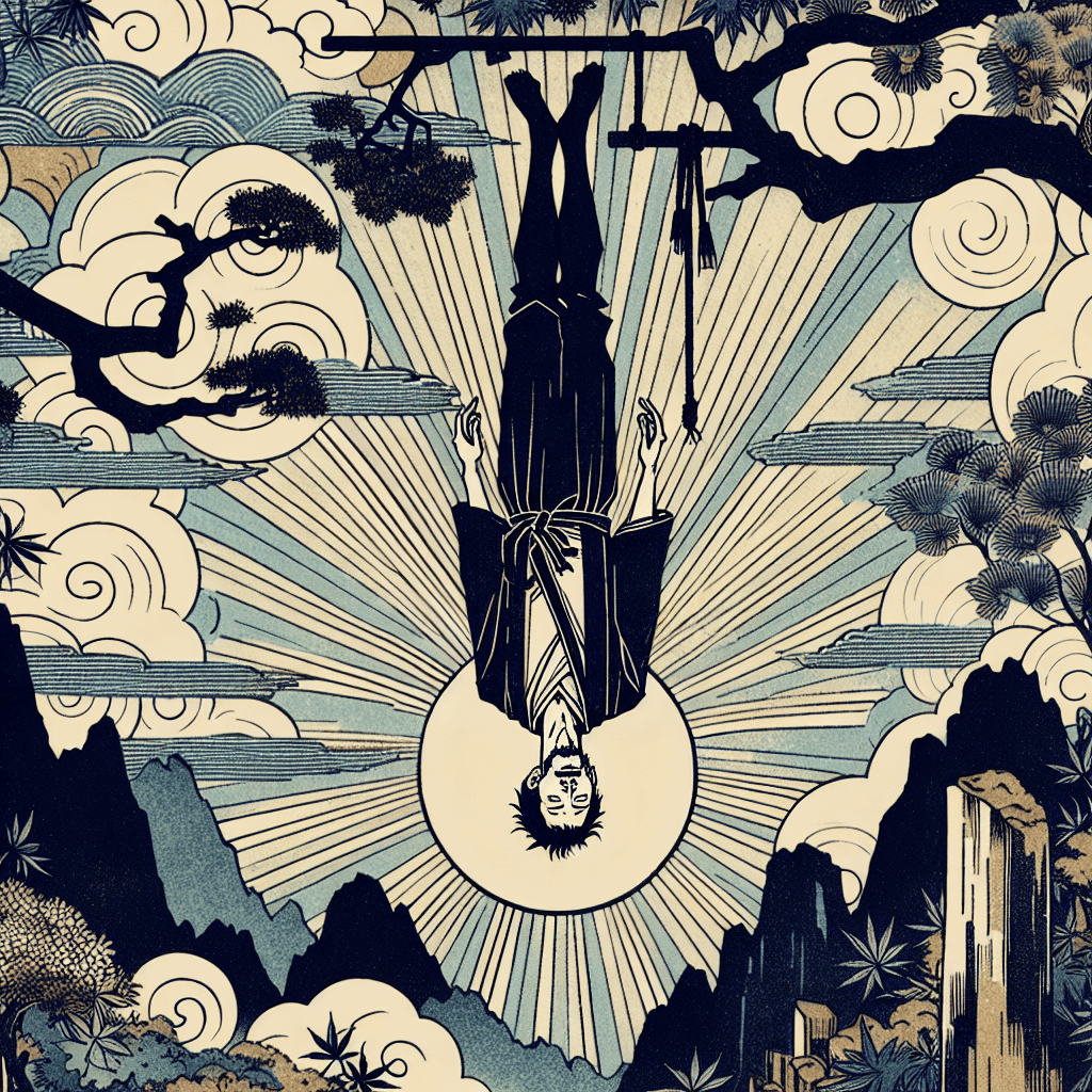 Create an image that represents the symbolism and meaning of the Major Arcana Card, The Hanged Man.