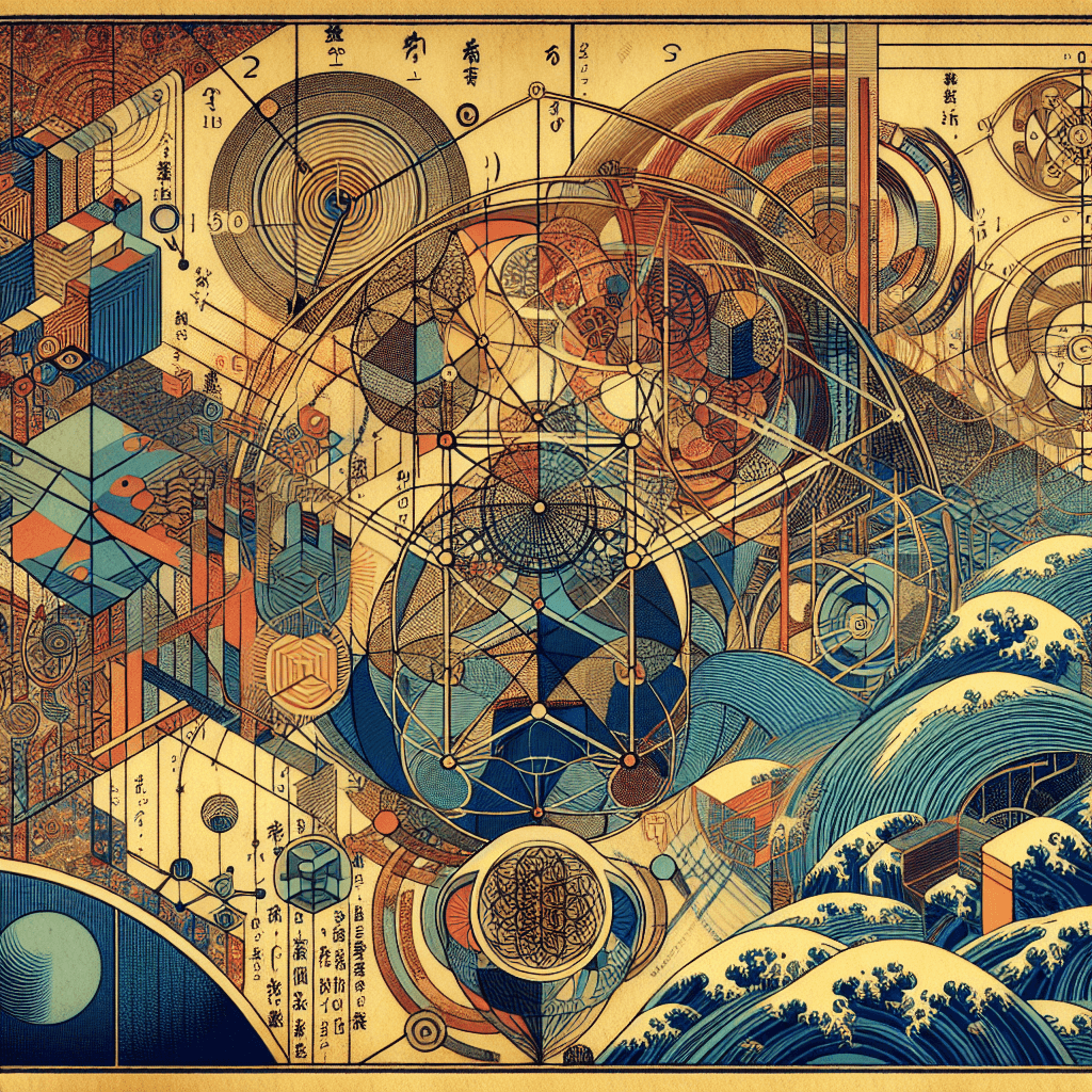 Create an image depicting the foundational concepts of topology and analysis in modern mathematics, incorporating elements like axioms, abstract shapes, and interconnected structures to symbolize their significance.