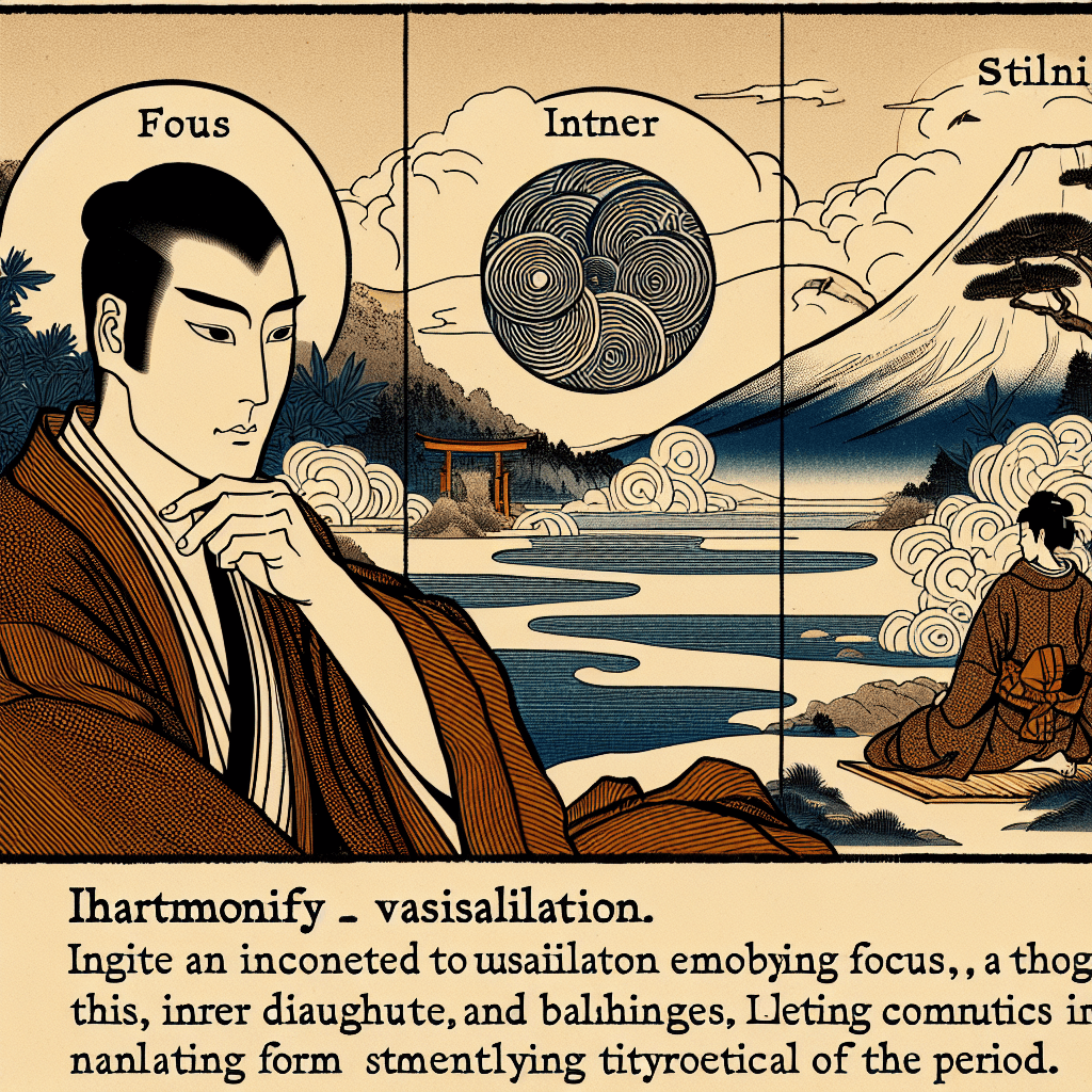 Create an image that captures the harmonious interaction between focus, inner dialogue, and stillness, symbolizing their interconnected roles in achieving mental clarity and balance.