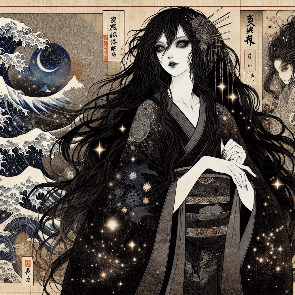 Create an image depicting a mystical and transformative night with the character Lilith.