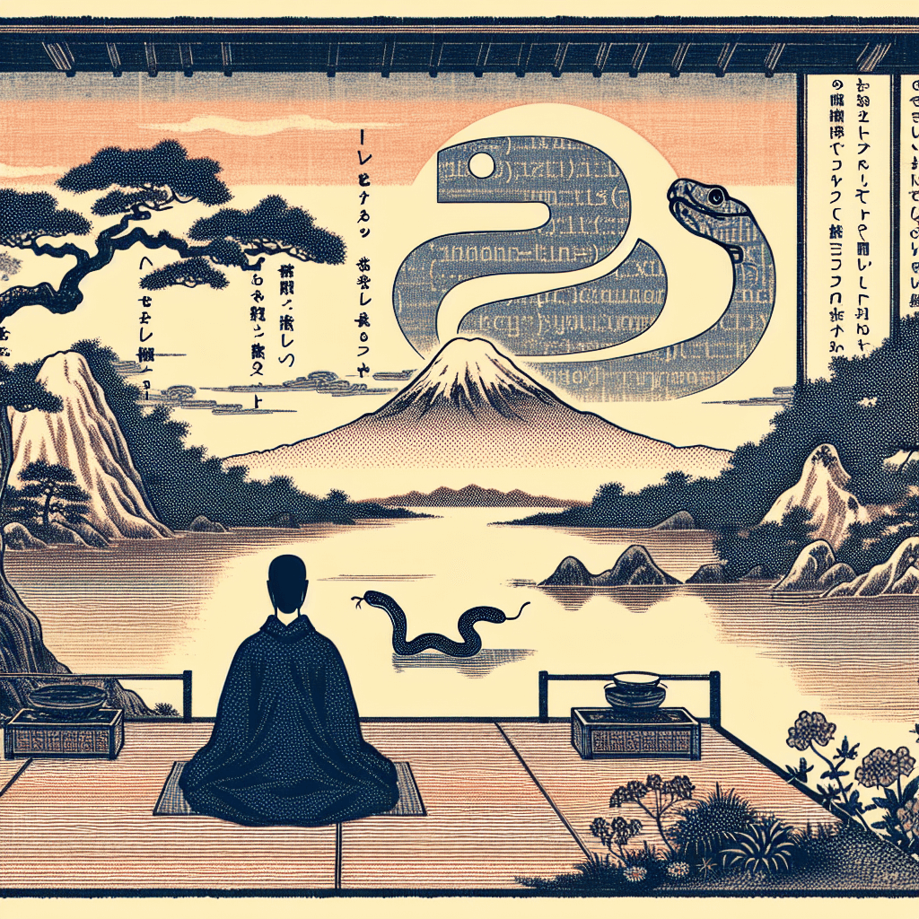 Create an image that depicts the concepts of Zen, Zazen, and The Zen of Python, emphasizing mindfulness and simplicity.