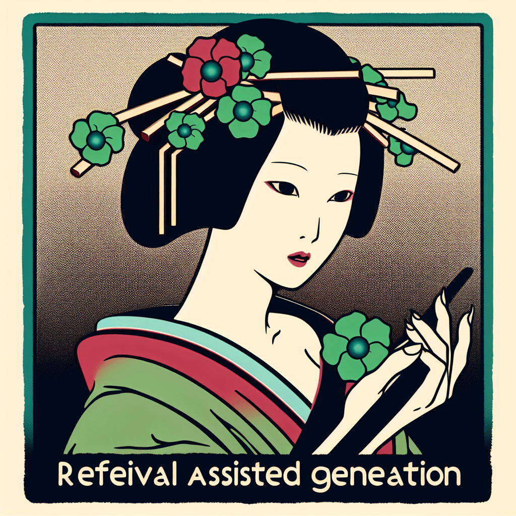 Create an image that represents the concept of Retrieval Assisted Generation (RAG) with a character named Lilith.