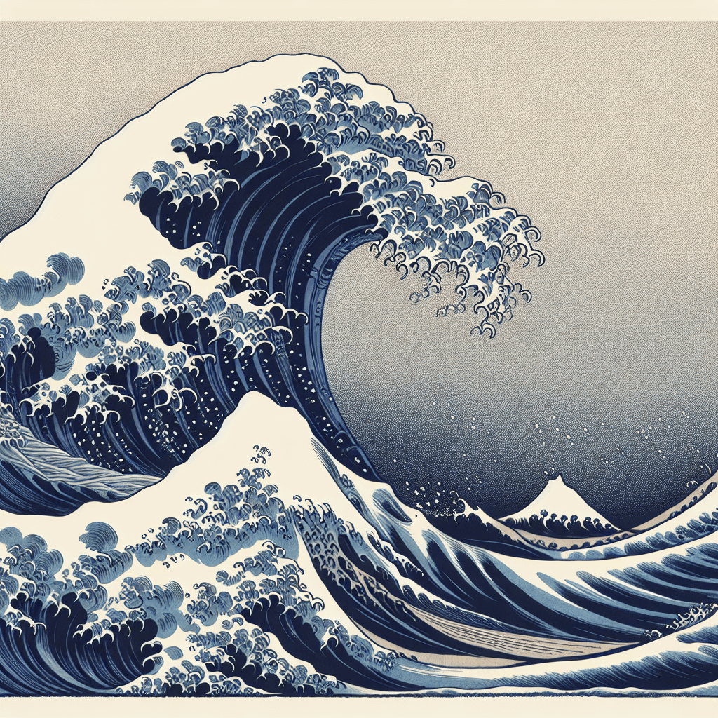 Create an image inspired by Hokusai's masterpiece, 