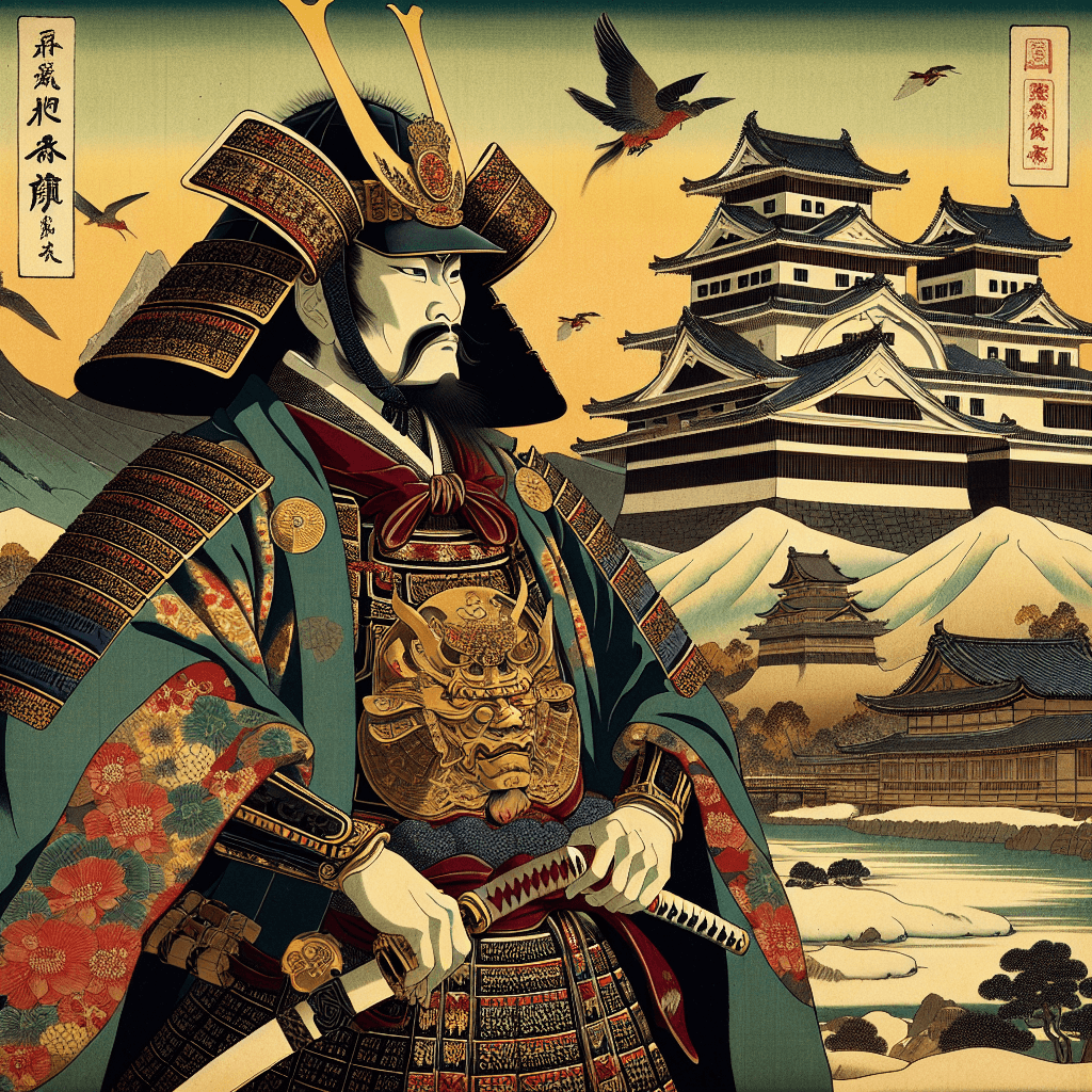 Create an image depicting a Shogun in the Japanese Shogunate, highlighting his role and expectations.