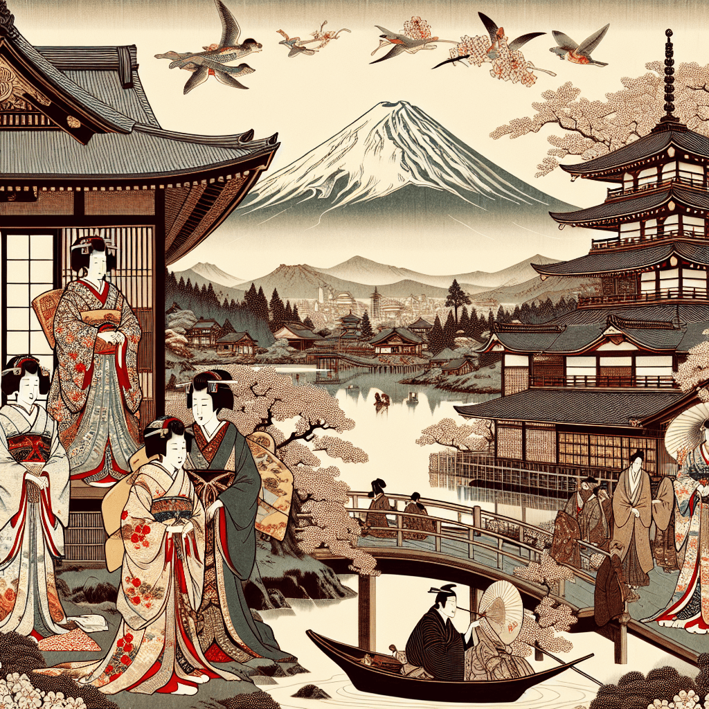 Depict the influence of the Shogunate on Japanese art and culture, highlighting the aspect of patronage.