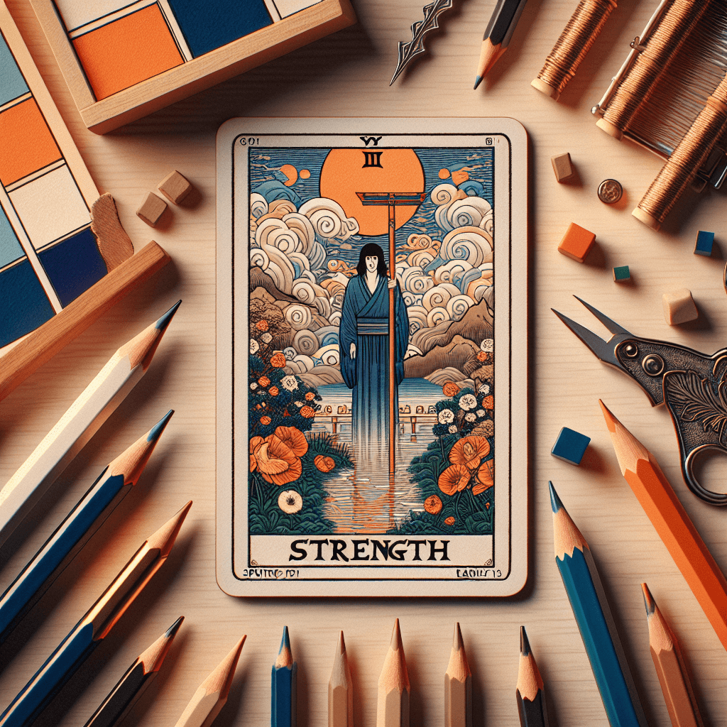 Create an image representing the symbolism and meaning of the Strength Card in Tarot.