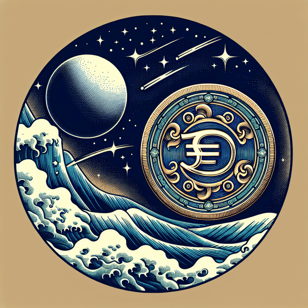 Create an image depicting Binance's BNB coin in space, symbolizing its use for exchange.