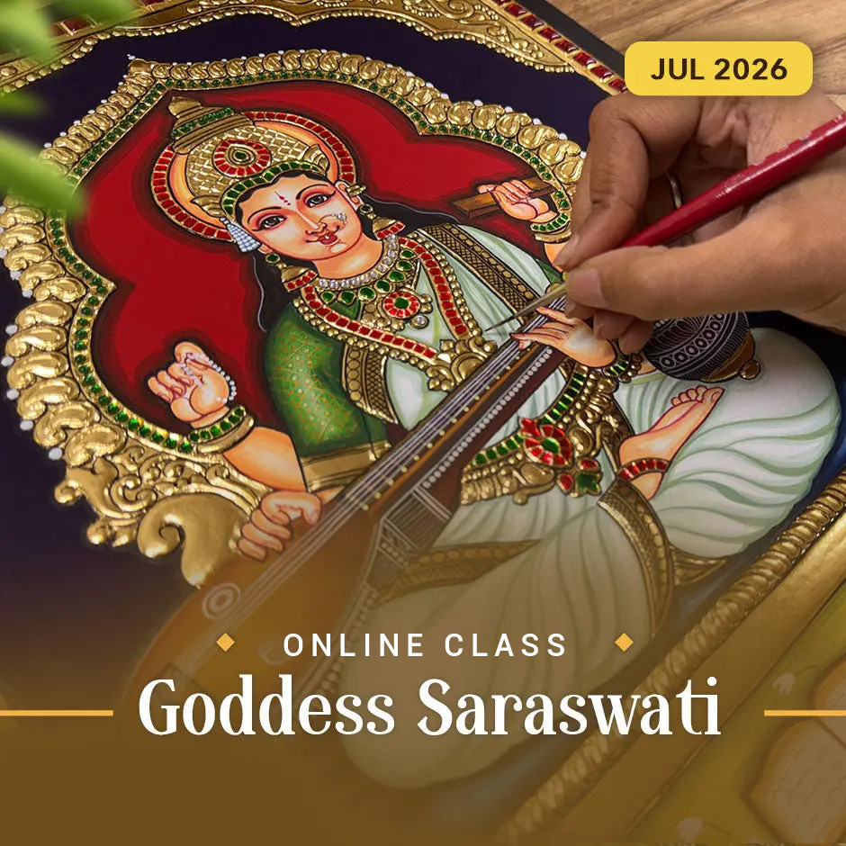 Goddess Saraswati online Tanjore painting course
