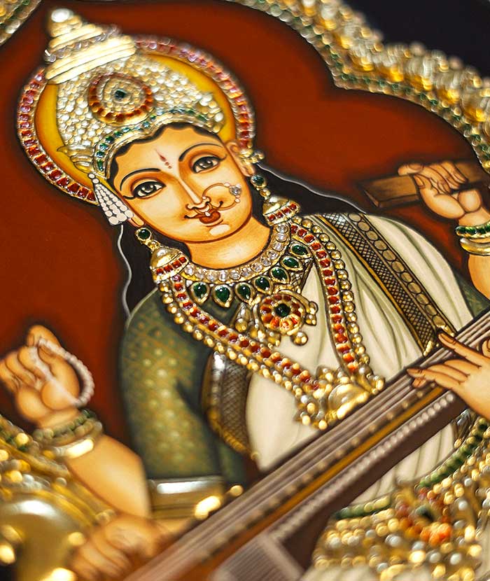 Saraswathi Tanjore painting