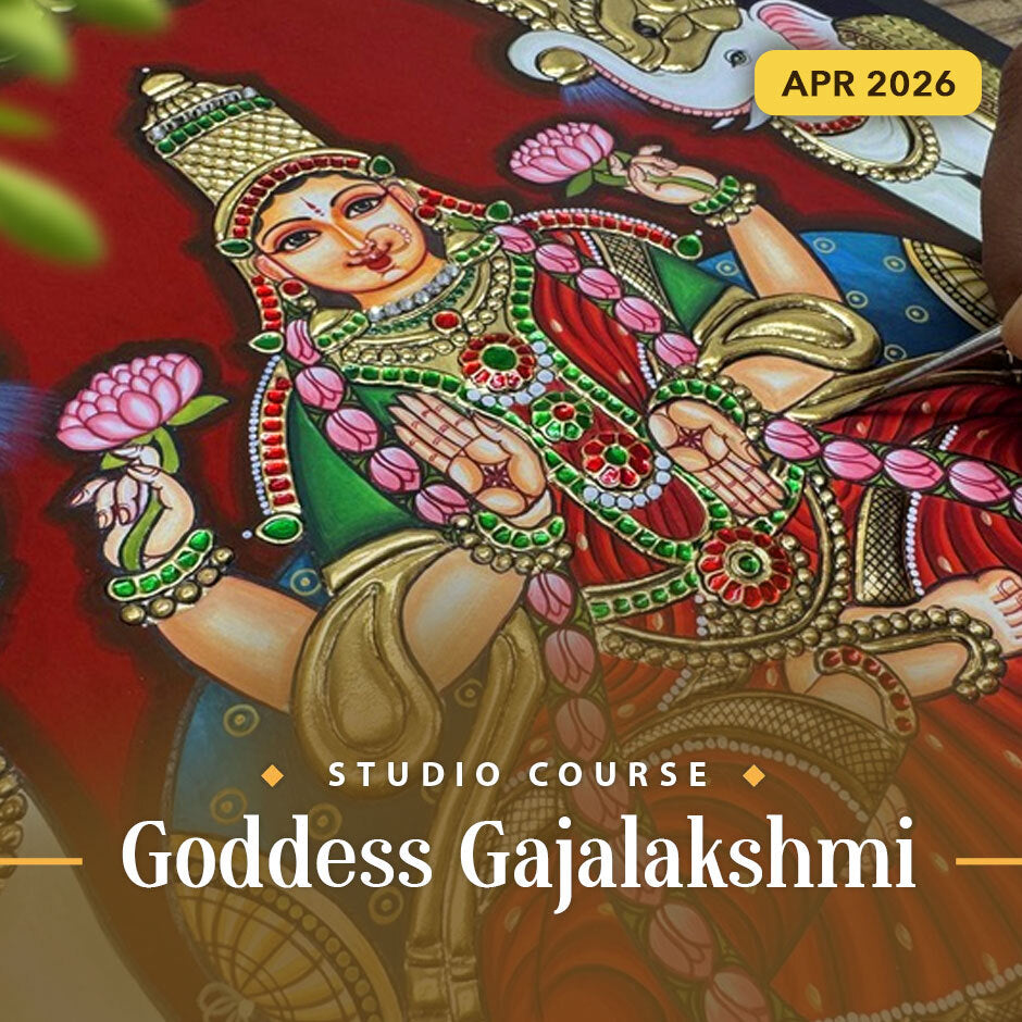 Goddess Gajalakshmi studio Tanjore painting course