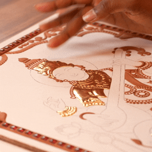 A Saraswati Tanjore painting, a graceful beginner subject