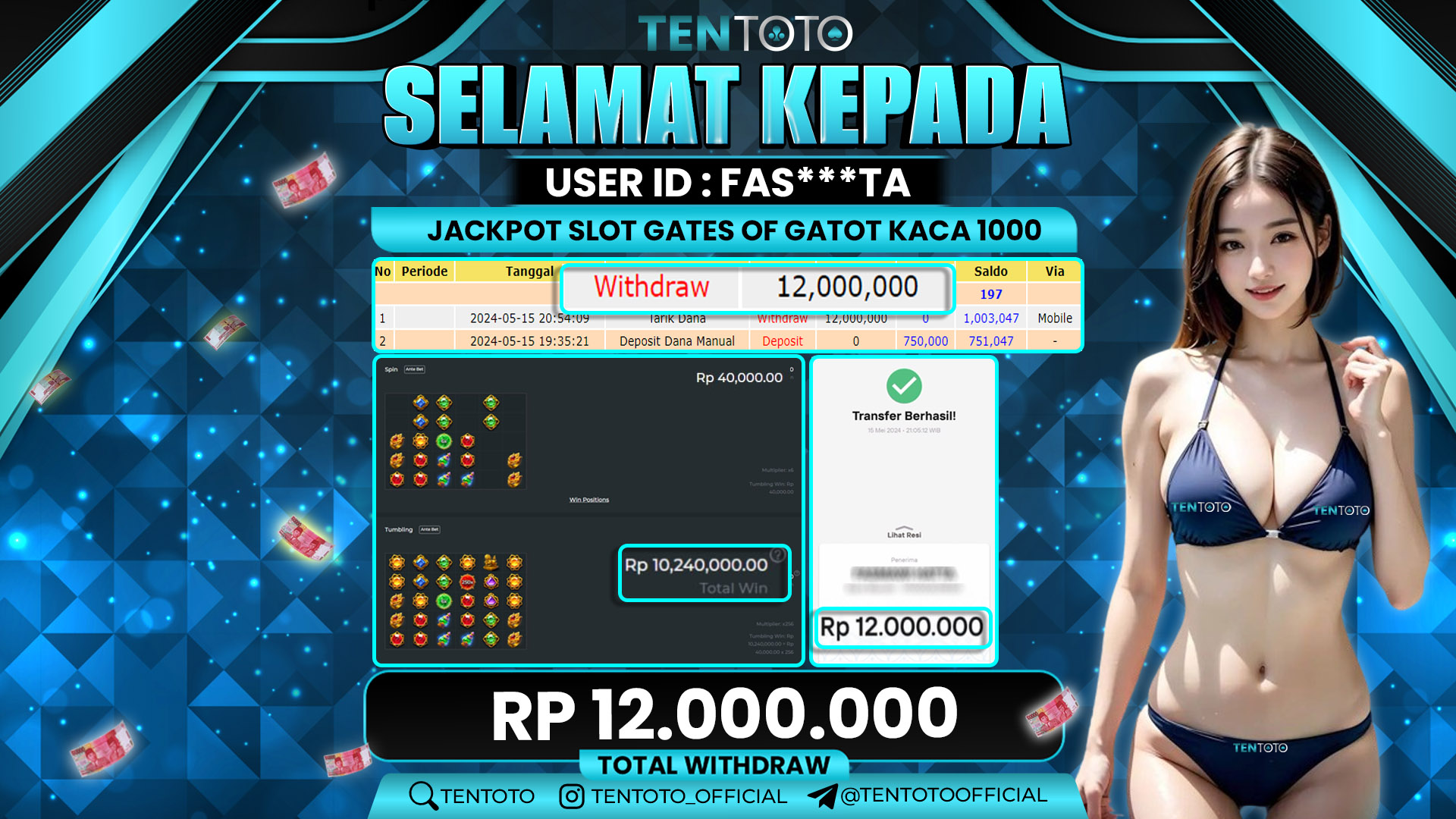 TENTOTO Jackpot Slot Gates Of Gatot Kaca Rp. 12.000.000,- LUNAS