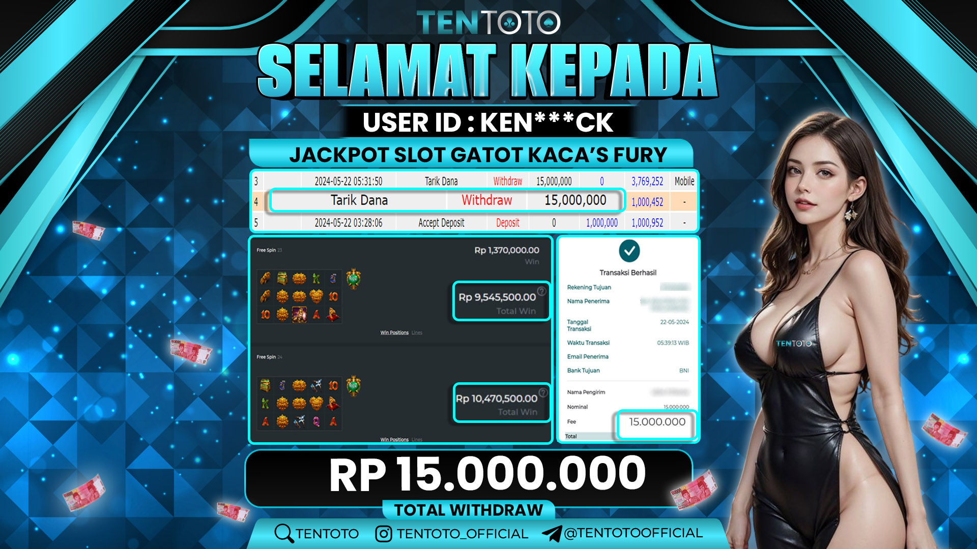 TENTOTO Jackpot Gatot Kaca Fury Bonus Rp. 15.000.000,- LUNAS