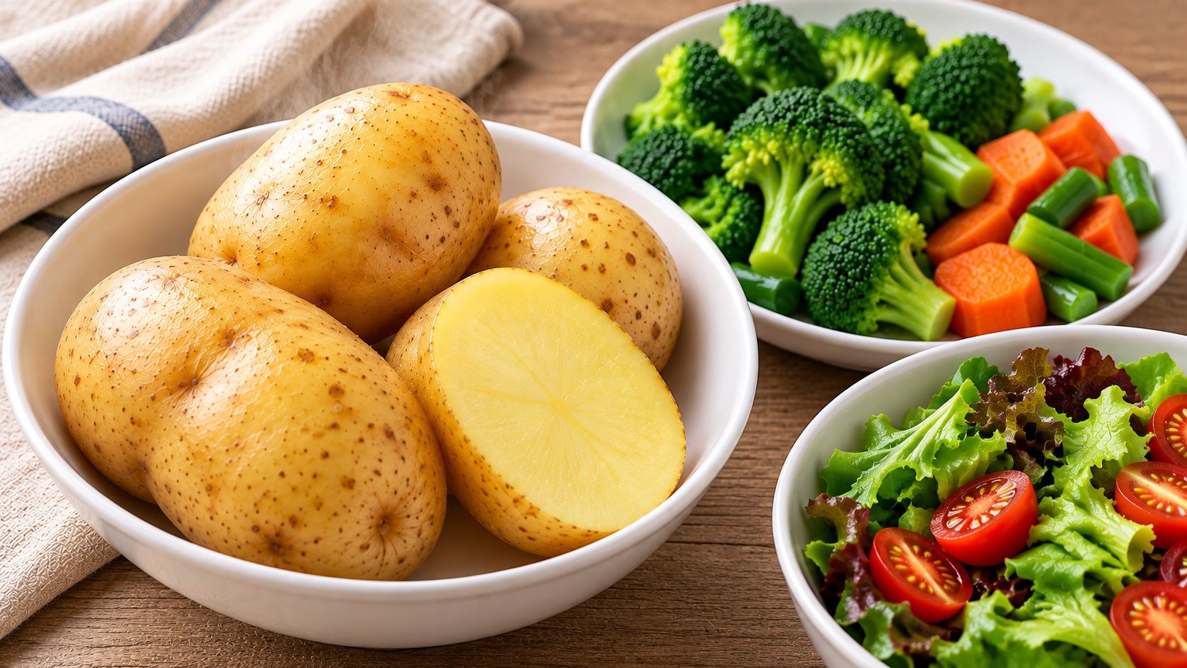 Steamed potatoes with vegetables