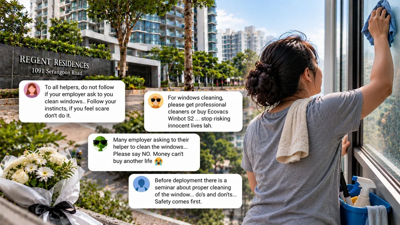 ‘To all helpers, say no to your employer if they ask you to do dangerous window cleaning’ — Singaporeans advise after woman, 25, dies in fall at Regent Residences in Boon Keng