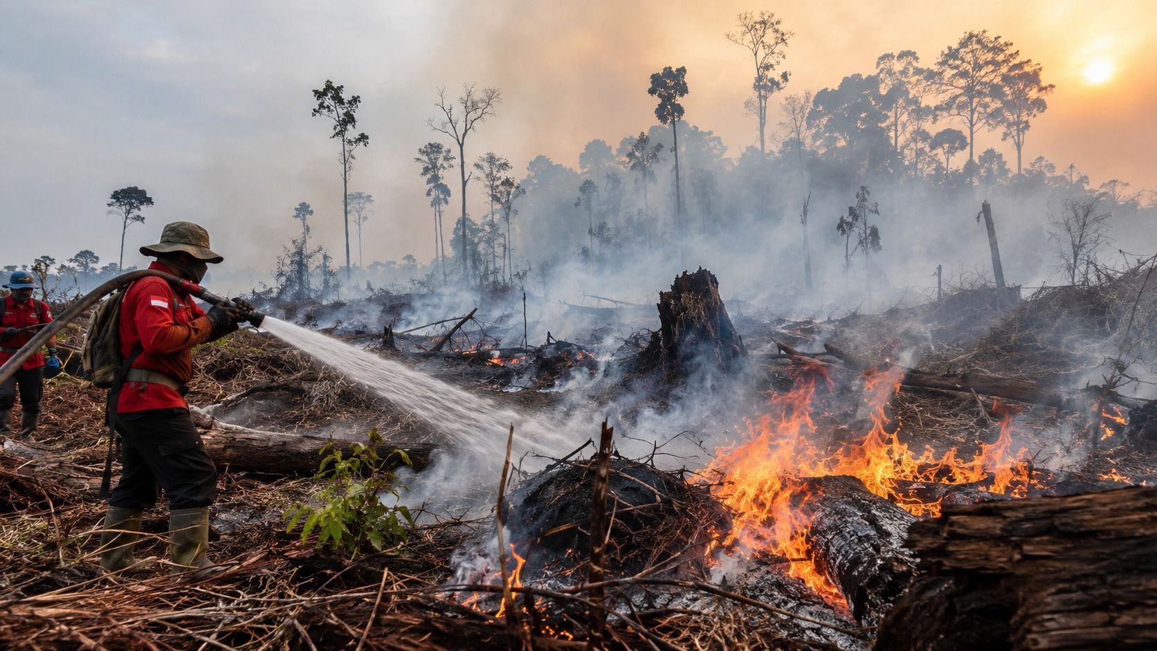 Indonesian firefighters battle forest fires amid haze concerns