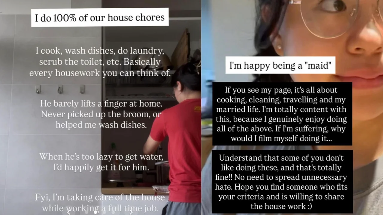 'May this love never find me': Women react to Singapore wife's post about doing 100% of housework while her husband does 0% 