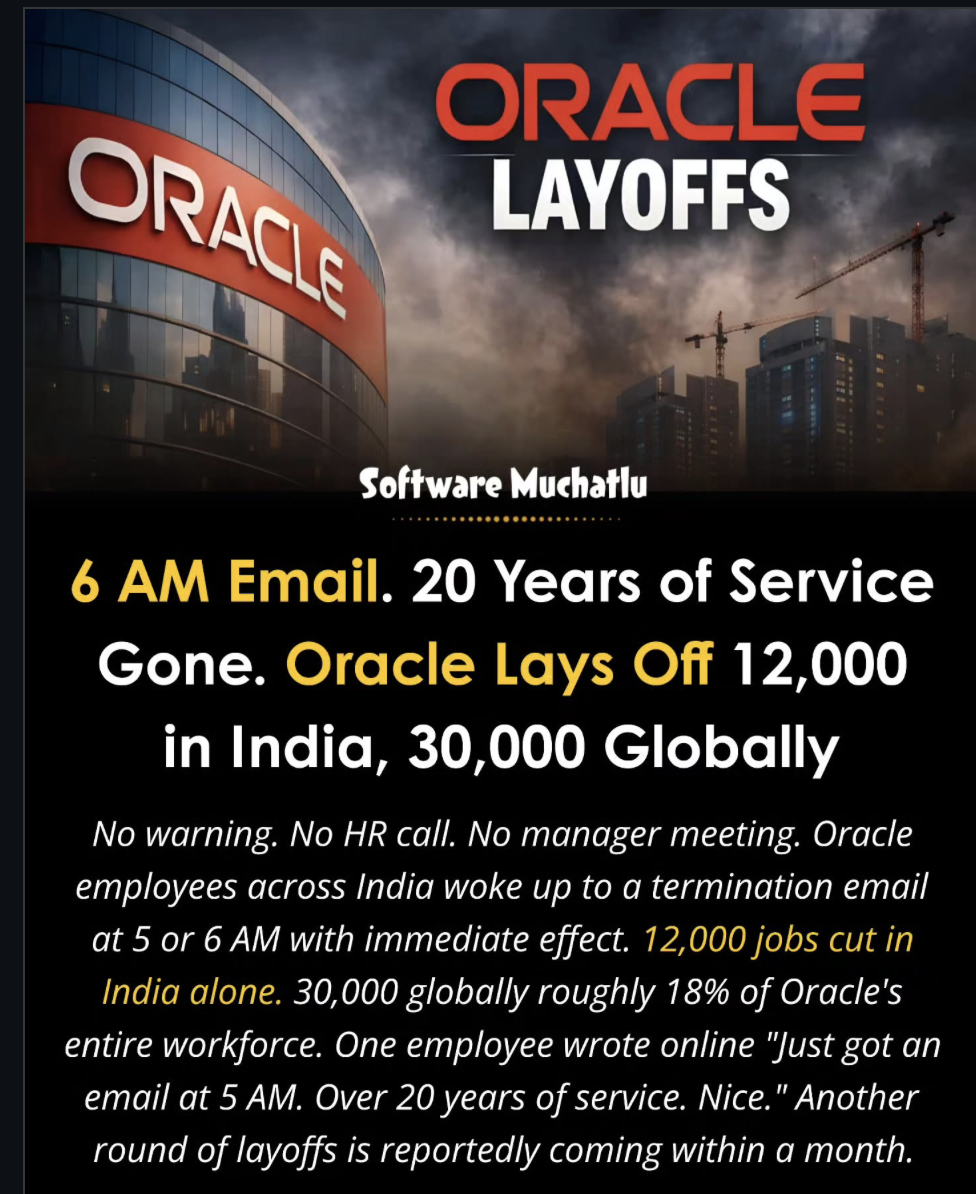 Oracle Shocker: Workers in India woke up to email of their firing!