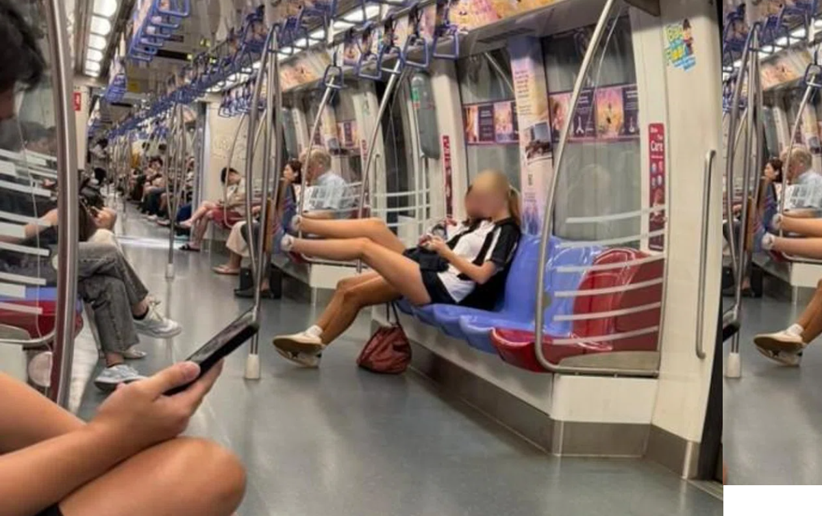‘No respect for others’ – International school student draws flak for propping feet up on MRT grab pole