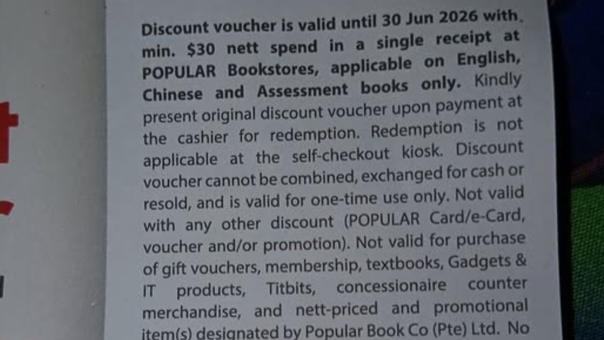 'Why only English and Chinese books?' — Customer questions why Popular Bookstore voucher cannot be used for Malay and Tamil books