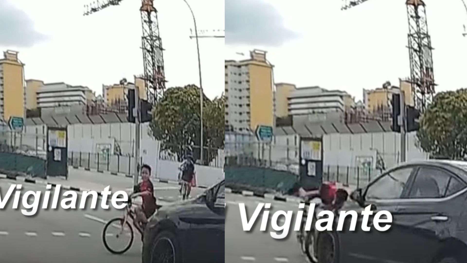 Netizens enraged when a car ran a red light and hit a boy riding a bicycle, say there are brakes for a reason