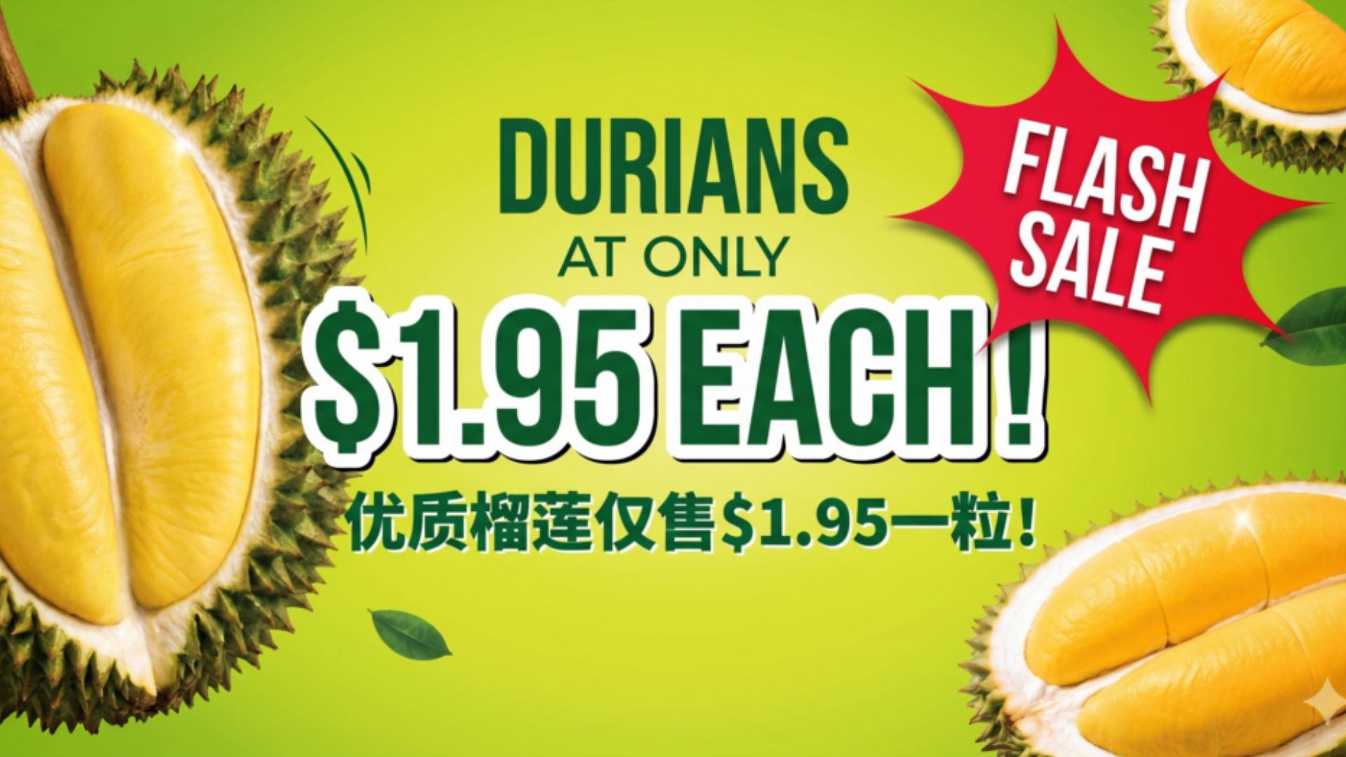 FairPrice: S.95 durian sale returns to Singapore across its malls in Bedok, Hougang, and Pasir Ris