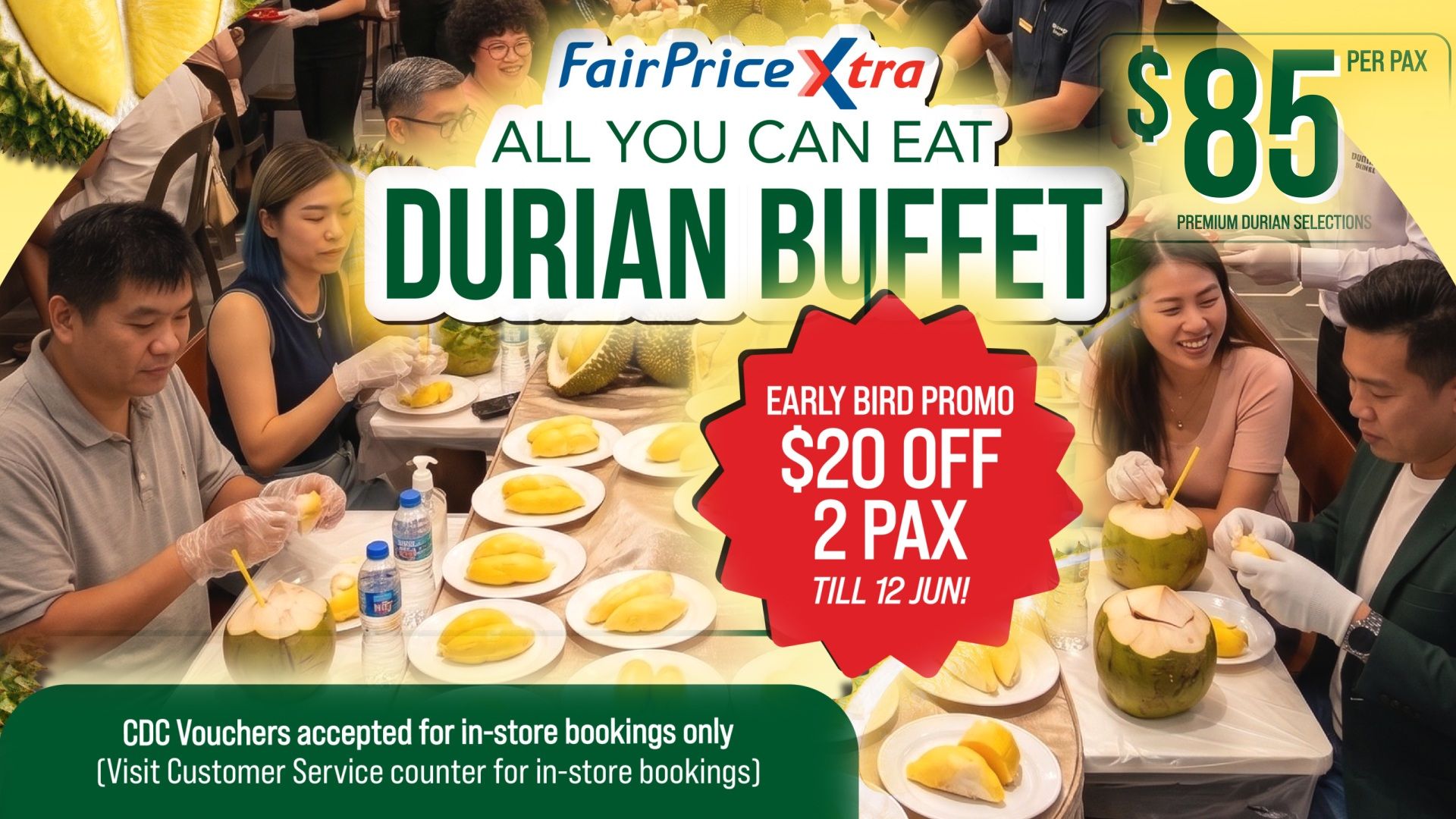 FairPrice Xtra: S all-you-can-eat durian buffet in June featuring Musang King, Black Thorn, and more