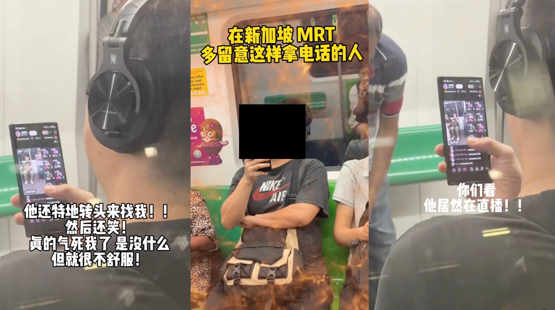 Woman senses man live-streaming her on train, warns others in Singapore