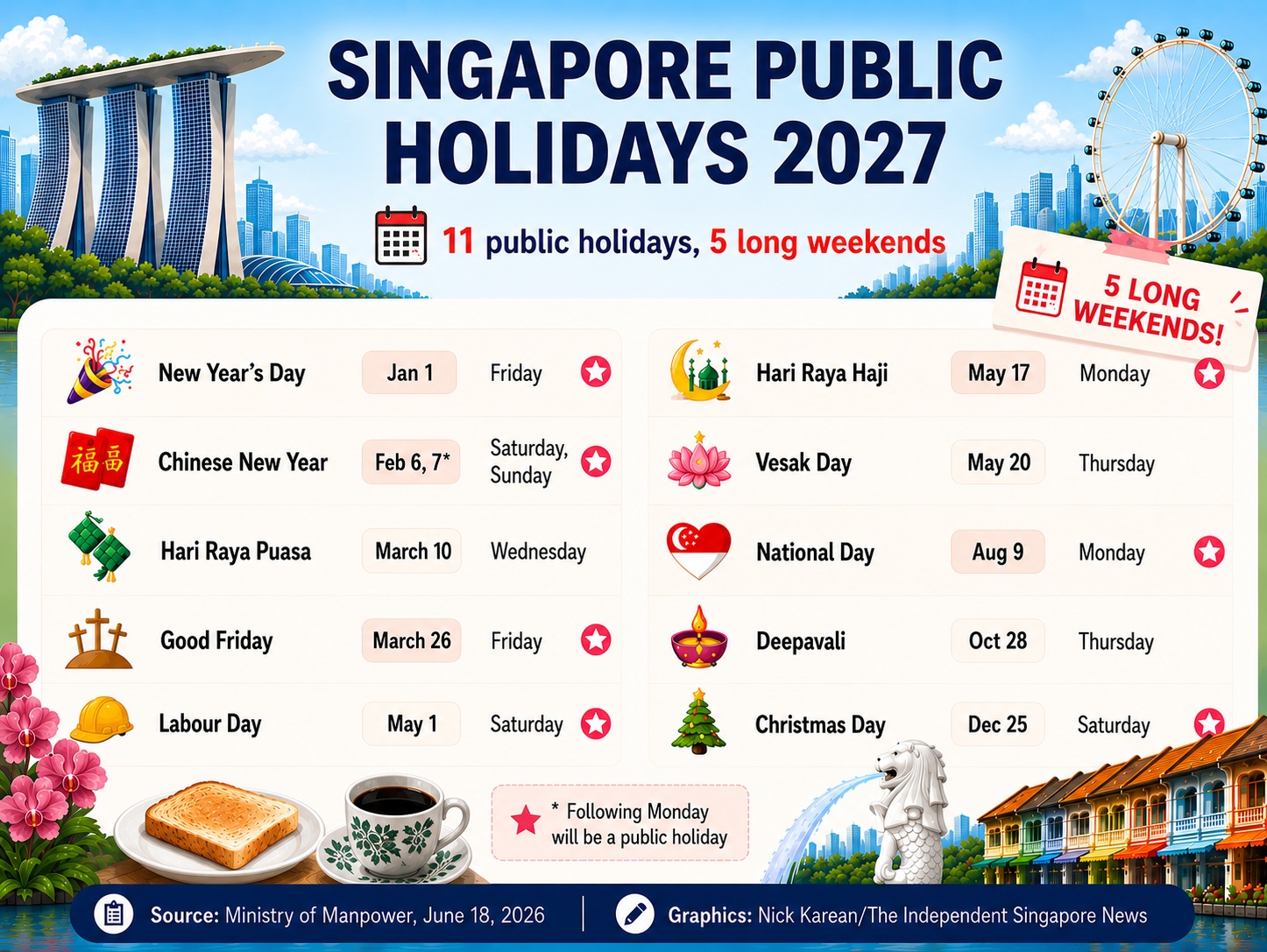Singapore public holidays 2027
