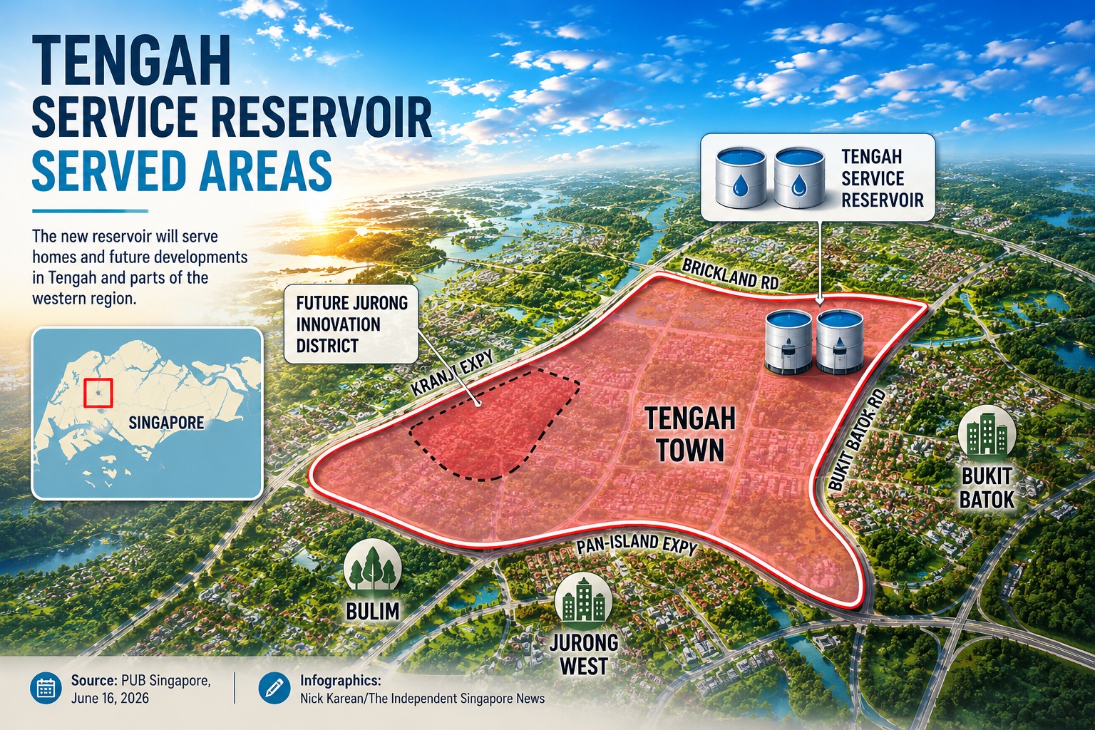 Tengah service reservoir map infographic