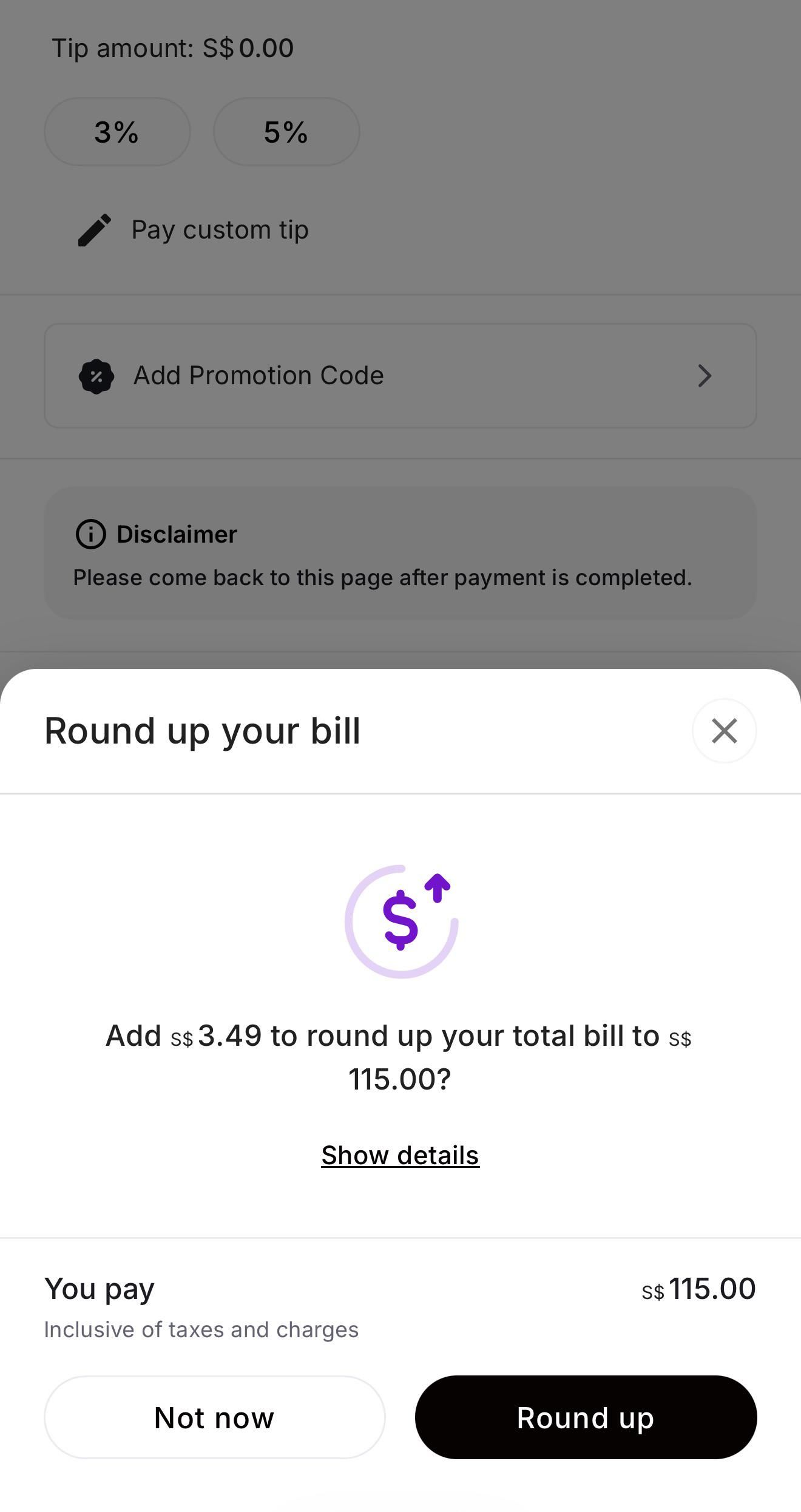 restaurant bill