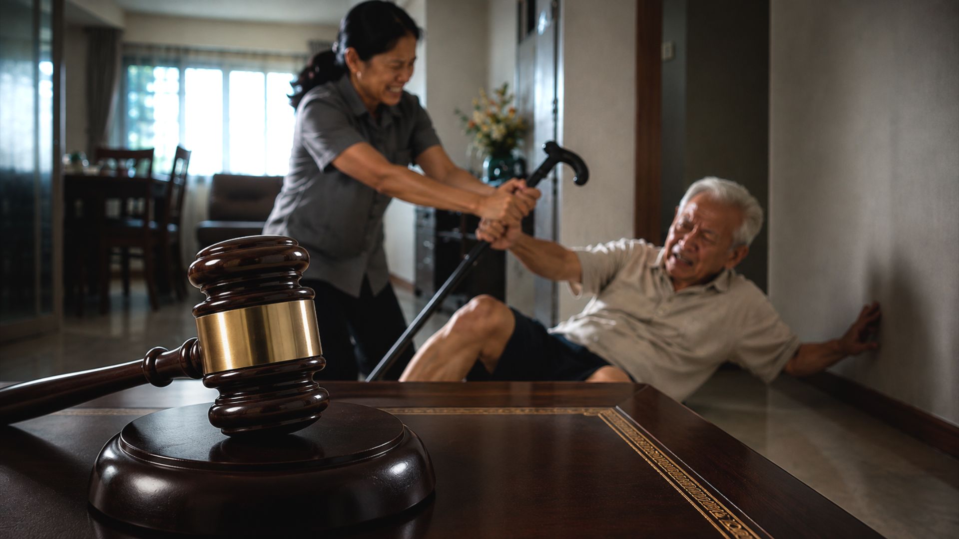 Maid gets 8 weeks’ jail for pushing 94 y/o employer down while removing his walking stick, causing head injury in fall