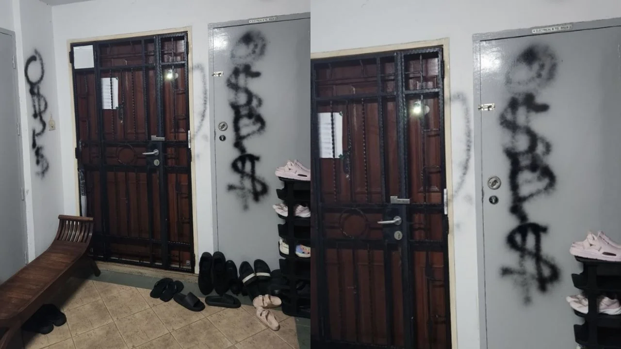 Man arrested after returning to Segar Road flat to spray more loanshark writings — Caught by officers lying in wait