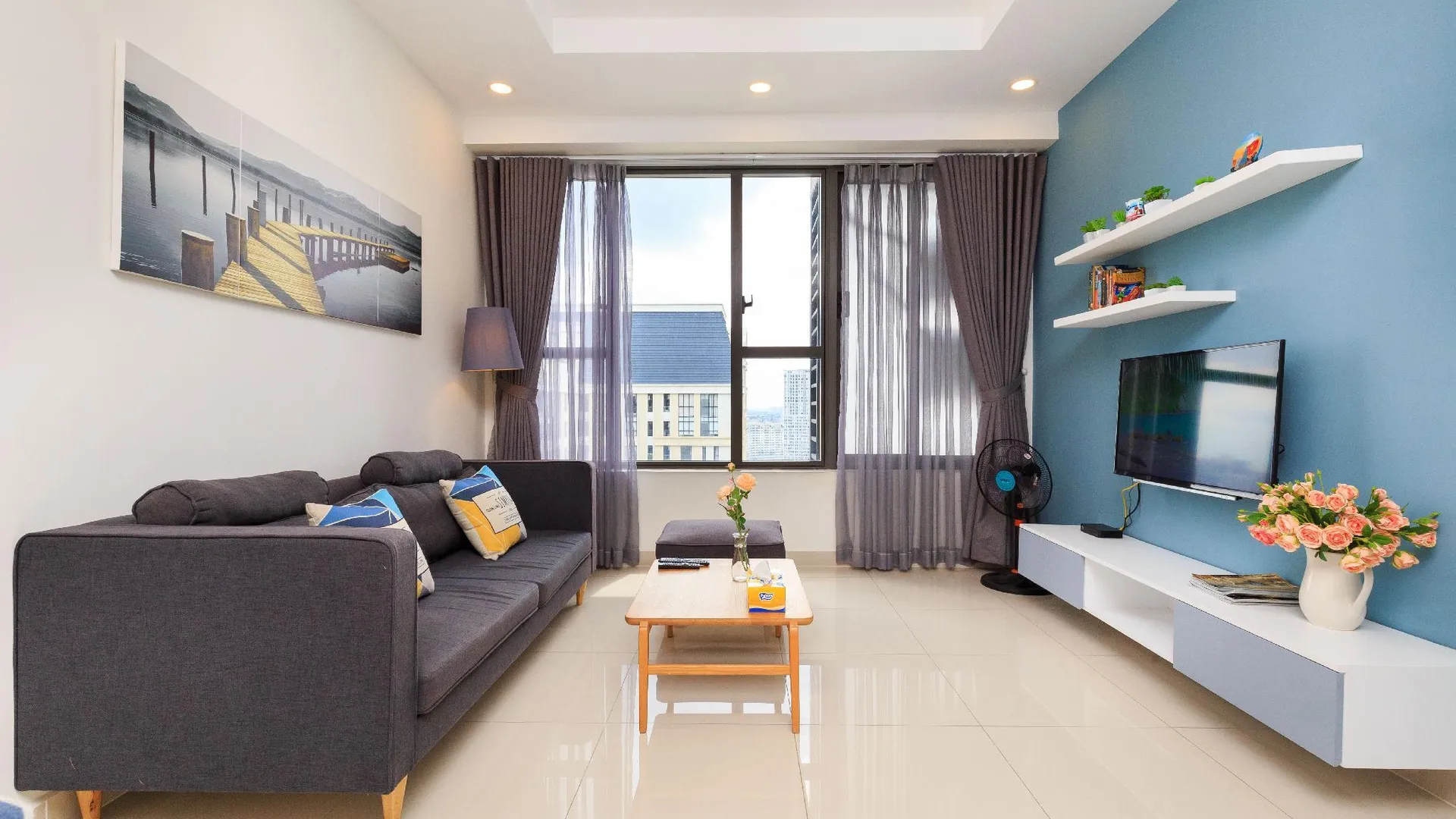 호치민 4군의 아파트먼트 (80m², 침실 2개, 프라이빗 욕실 1개) 4성급 싱글룸 스위트룸