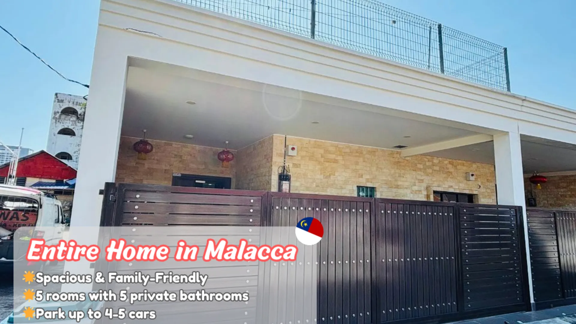 말라카 말라카 시내의 프라이빗 하우스 (m², 침실 5개, 프라이빗 욕실 5개) 3성급 게스트하우스 객실