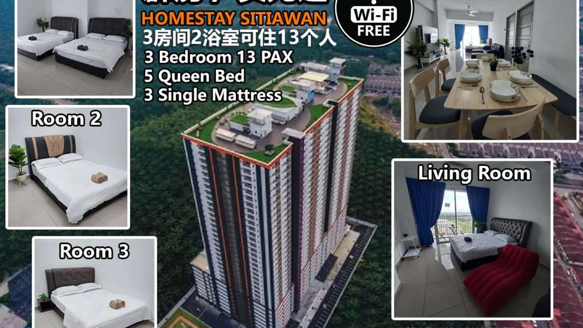 세리 만중 Infinity 1 @ Swimming  Pool @ 13 Pax + Free Wifi 3성급 게스트하우스 객실