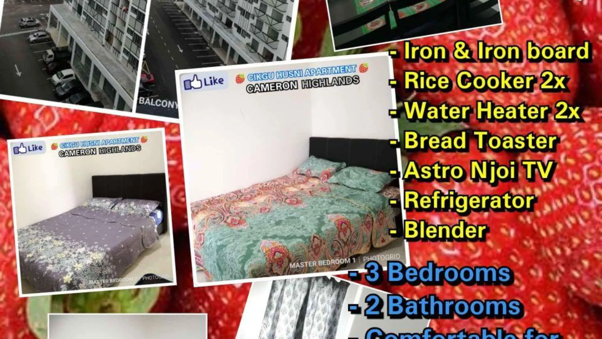 카메론 하일랜즈 타나 라타의 아파트먼트 (m², 침실 3개, 프라이빗 욕실 2개) 1성급 싱글룸 객실