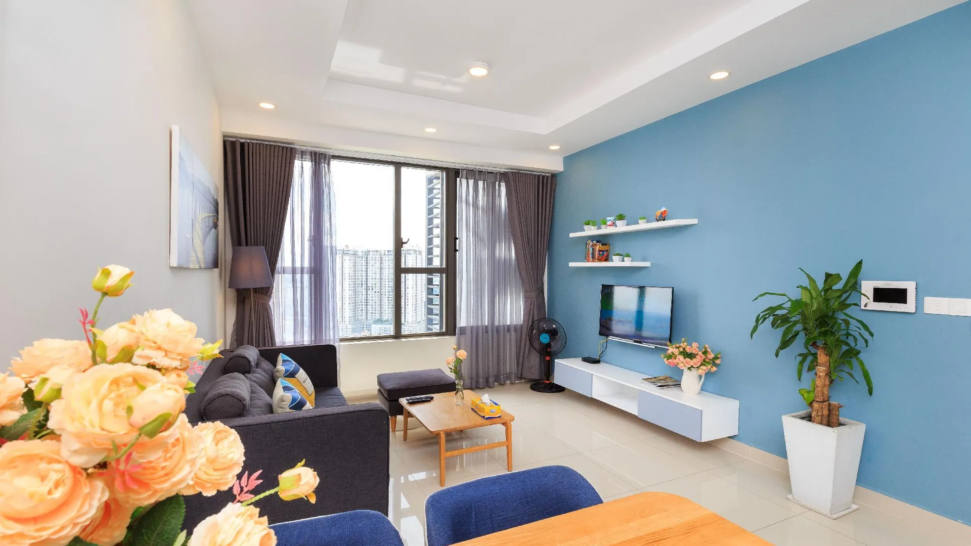 호치민 4군의 아파트먼트 (80m², 침실 2개, 프라이빗 욕실 1개) 4성급 싱글룸 객실