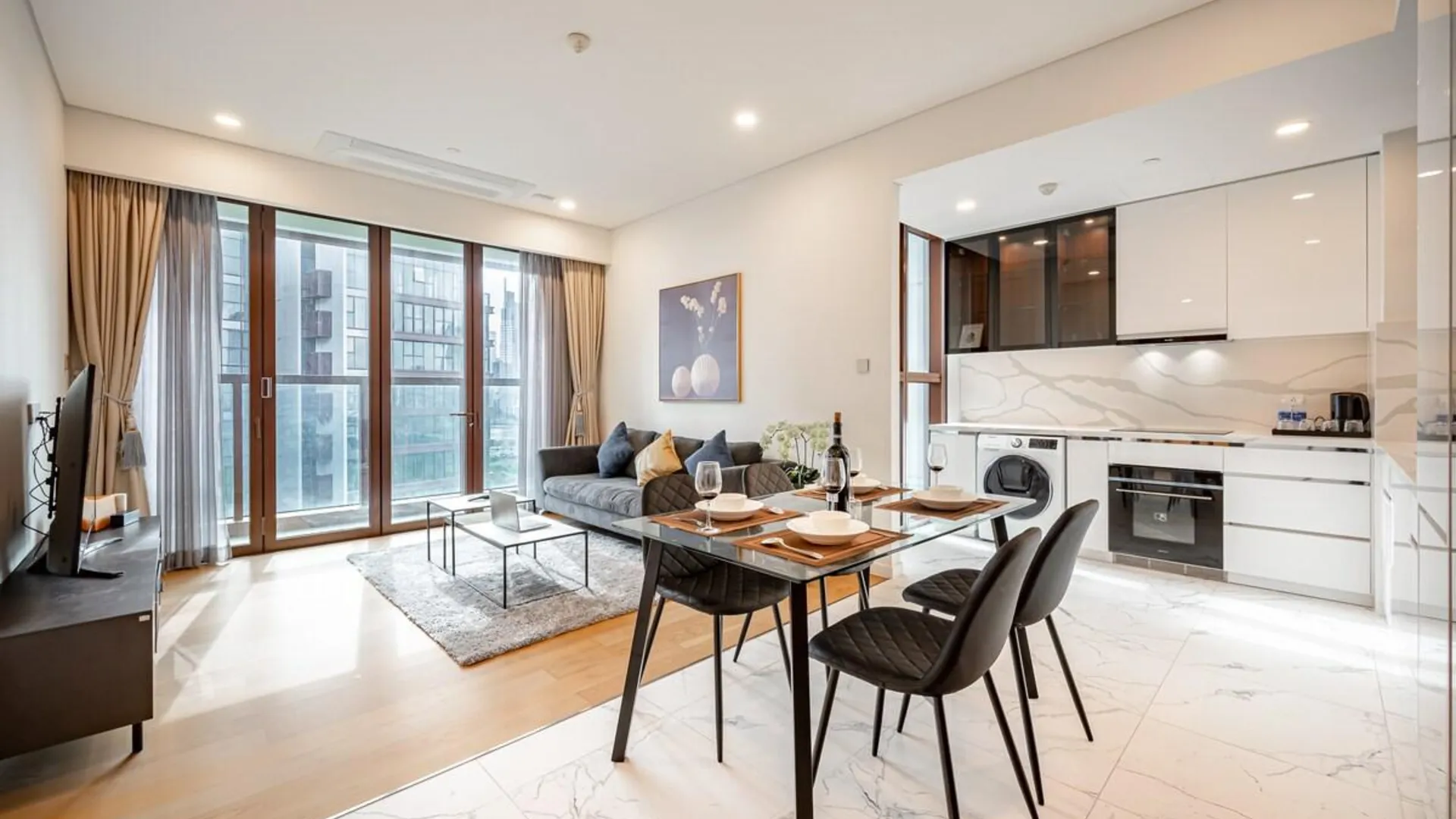 호치민 1군의 아파트먼트 (85m², 침실 2개, 프라이빗 욕실 2개) 5성급 싱글룸 객실