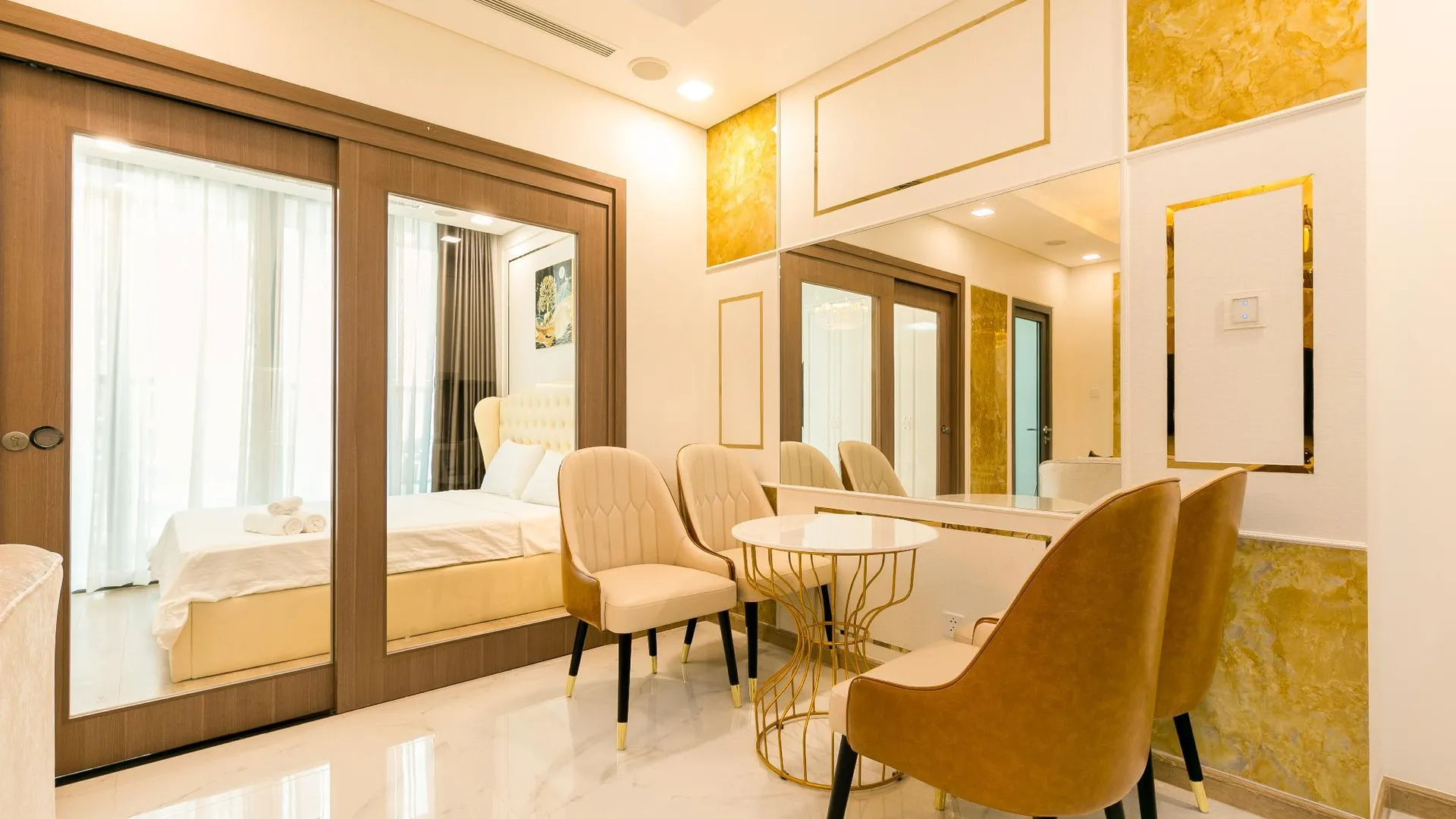 호치민 빈탄의 스튜디오 아파트먼트 (55m², 프라이빗 욕실 1개) 4성급 싱글룸 레스토랑