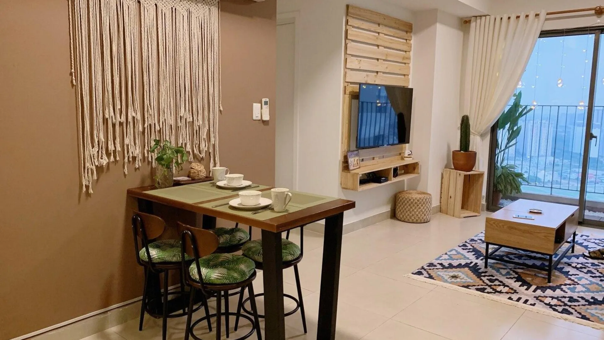 호치민 2군의 아파트먼트 (60m², 침실 2개, 프라이빗 욕실 2개) 3성급 싱글룸 객실