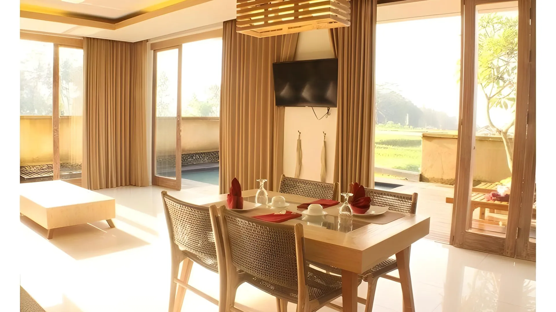 발리 기안야르의 빌라 (100m², 침실 1개, 프라이빗 욕실 1개) 3성급 싱글룸 레스토랑