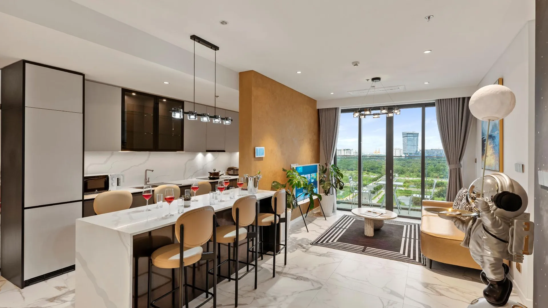 호치민 1군의 프라이빗 하우스 (100m², 침실 2개, 프라이빗 욕실 2개) 4성급 싱글룸 로비