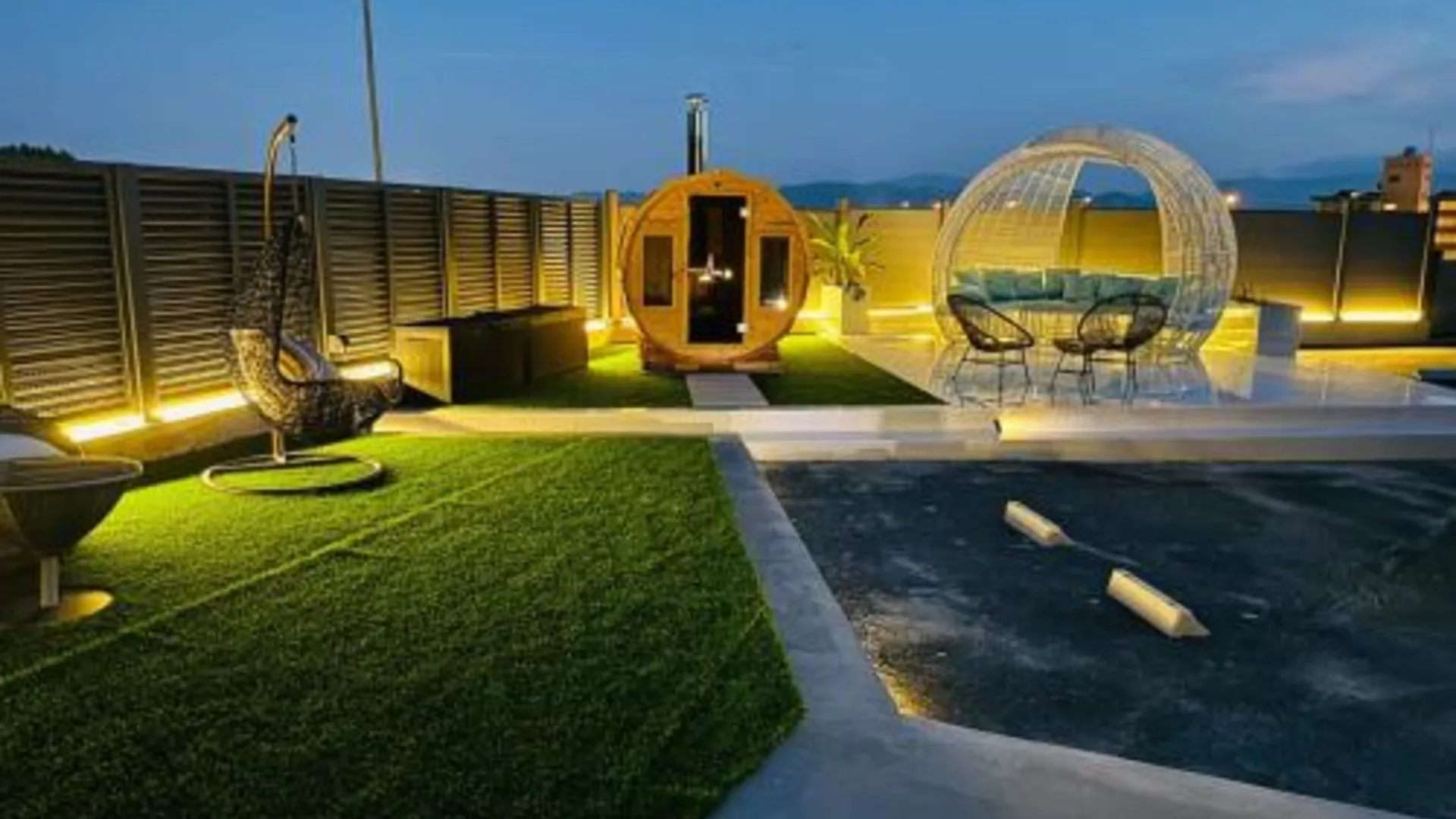 후쿠오카 Luxury Hills 1500ｍ2超絶景パティオ サウナ BBQ 駐車場4台 プール ペット 空港そば 5성급 싱글룸 레스토랑