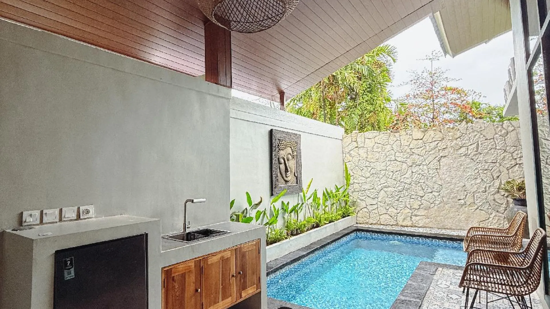 발리 스미냑의 빌라 (80m², 침실 1개, 프라이빗 욕실 1개) 5성급 호텔 수영장