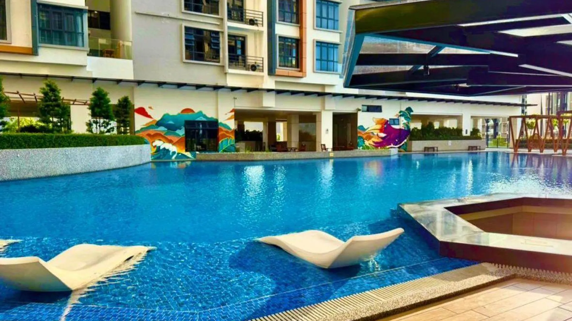 코타키나발루 크파얀의 아파트먼트 (m², 침실 2개, 프라이빗 욕실 2개) 2성급 싱글룸 부대시설